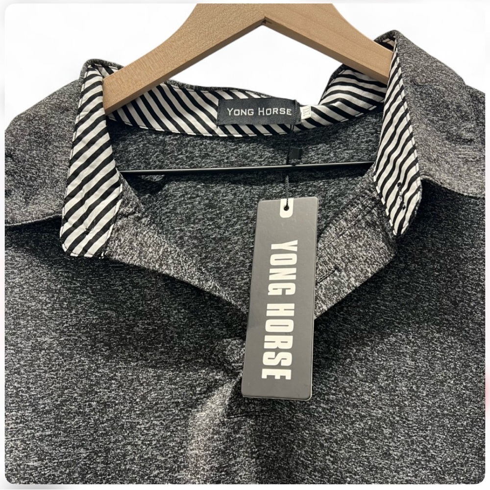 Preppy Lightweight Long Sleeve Golf Polo Shirt Mens 2XL Gray 3 Button NWT - Picture 3 of 8